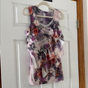 Claudia Richard Purple Asymmetrical Ruffled Tank Top